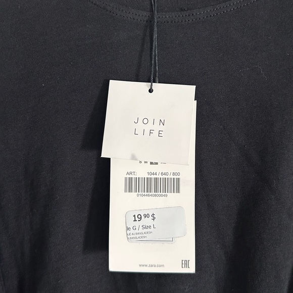 Zara Black Crop Top w/ Flutter Sleeves, sz Large NWT - Picture 3 of 3